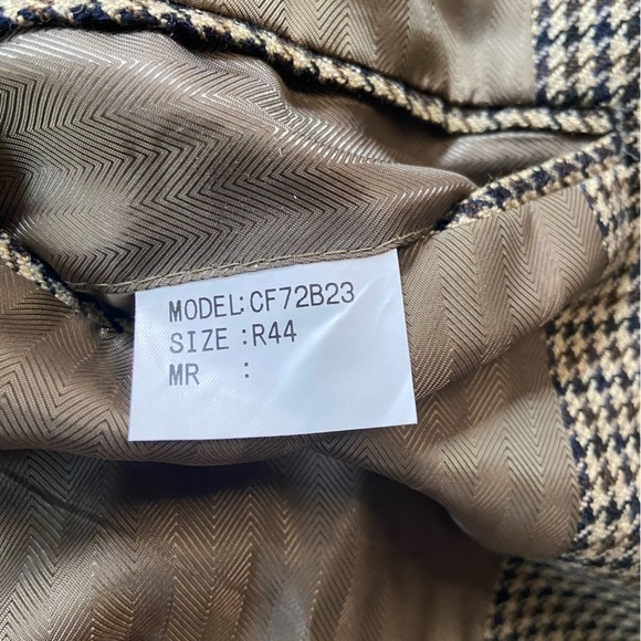 NWOT Club Room Cashmere Wool Blend Brown Cream Houndstooth Mens Formal Blazer - Picture 12 of 13